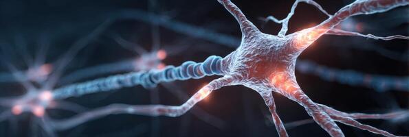 Microscopic View of Nerve Cells Showing Electric Impulses in a Futuristic Soft Style With Vibrant Colors photo