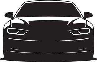 Sleek black sedan front view silhouette vector