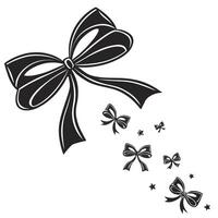 Elegant black bows falling and floating vector