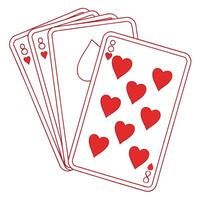 Eight of hearts playing card with other cards vector