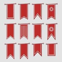 Collection of twelve red medieval banners and flags vector