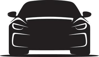 Sleek black car silhouette front view vector
