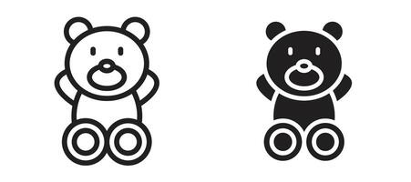 Teddy bear icon in black modern and lines and solid vector