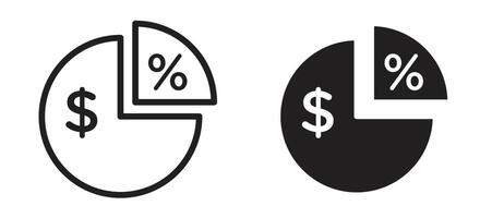 Dividend icon in black modern and lines and solid vector