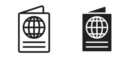 Passport icon in black modern and lines and solid vector