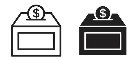Donations icon in black modern and lines and solid vector