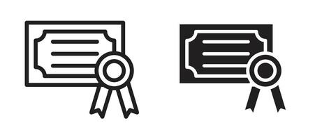 Qualification icon in black modern and lines and solid vector