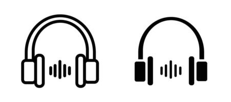 Headphone icon in black modern and lines and solid vector