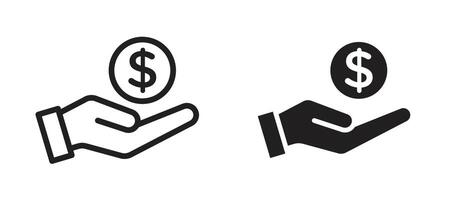 Savings icon in black modern and lines and solid vector