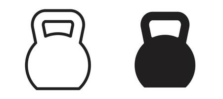 Kettlebell icon in black modern and lines and solid vector
