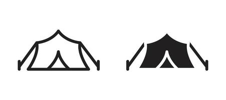 Tent icon in black modern and lines and solid vector
