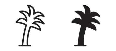 Palm tree icon in black modern and lines and solid vector
