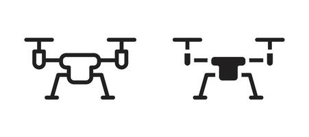 Drone icon in black modern and lines and solid vector