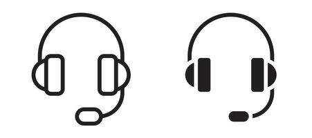 Headphones icon in black modern and lines and solid vector