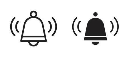 Notification bell icon in black modern and lines and solid vector