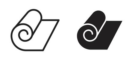 Yoga mat icon in black modern and lines and solid vector