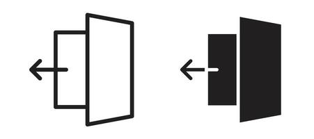Exit icon in black modern and lines and solid vector