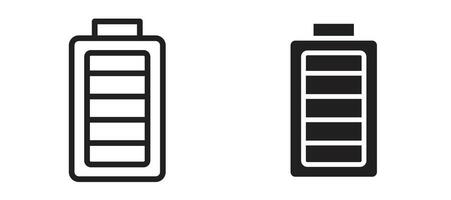 Battery icon in black modern and lines and solid vector