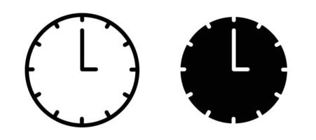 Clock icon in black modern and lines and solid vector