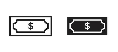 Cash icon in black modern and lines and solid vector