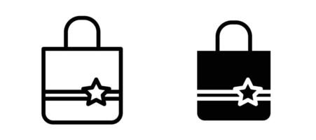 Shopping bag icon in black modern and lines and solid vector