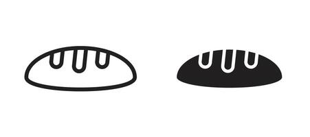 Bread loaf icon in black modern and lines and solid vector
