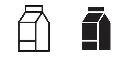 Milk carton icon in black modern and lines and solid vector