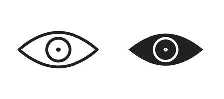 Eye icon in black modern and lines and solid vector
