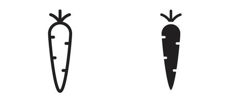 Carrot icon in black modern and lines and solid vector