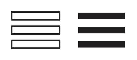Hamburger menu icon in black modern and lines and solid vector