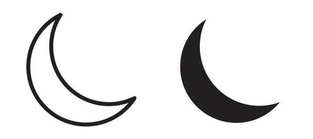 Moon icon in black modern and lines and solid vector