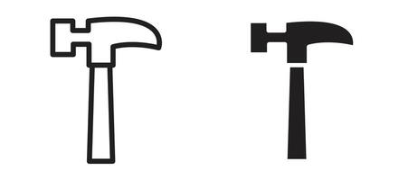 Hammer icon in black modern and lines and solid vector