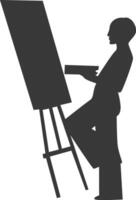 Artist Man Drawing Silhouette Isolated on White Background, vector