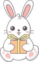 Cute Baby Rabbit with Cartoon Design. Isolated on White Background. vector