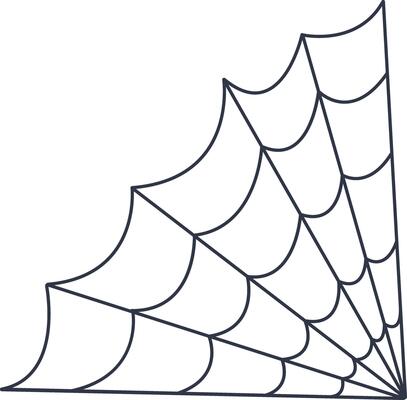 Black Spider Web Decoration with Flat Design.