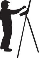 Silhouette of Male Painting at Easel vector