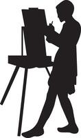 Silhouette of Girl Painting at Canvas vector