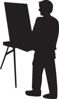 Silhouette of a Male Painting at Easel vector