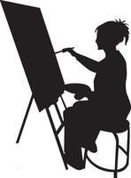 Silhouette of a Woman Painting at Canvas vector