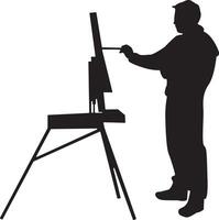 Silhouette of a Male Painting at Canvas vector