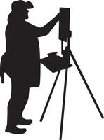 Silhouette of a Man Painting at Canvas vector