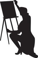 Silhouette of Female Painting at Canvas vector