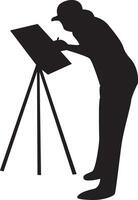 Silhouette of Man Painting at Canvas vector
