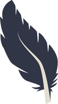 Curve Bird Feather Silhouette Isolated on White Background.