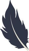 Curve Bird Feather Silhouette, Soft Plumage Silhouette. Isolated on White Background. vector