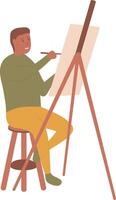 Artist Painting Illustration with Cartoon Design. vector