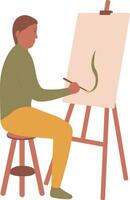 Artist Painting Illustration in Cartoon Design. vector