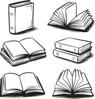 Collection of hand drawn open and closed books sketches vector