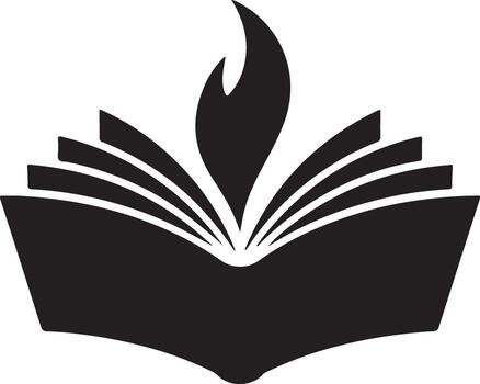 Open book with flame symbolizing knowledge and enlightenment vector