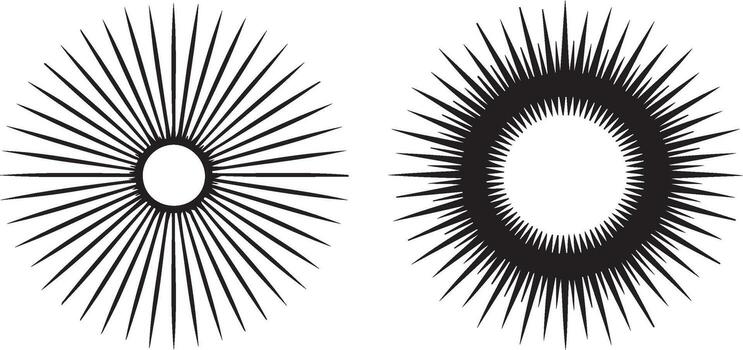 dos resumen radial Starburst patrones en un blanco antecedentes vector